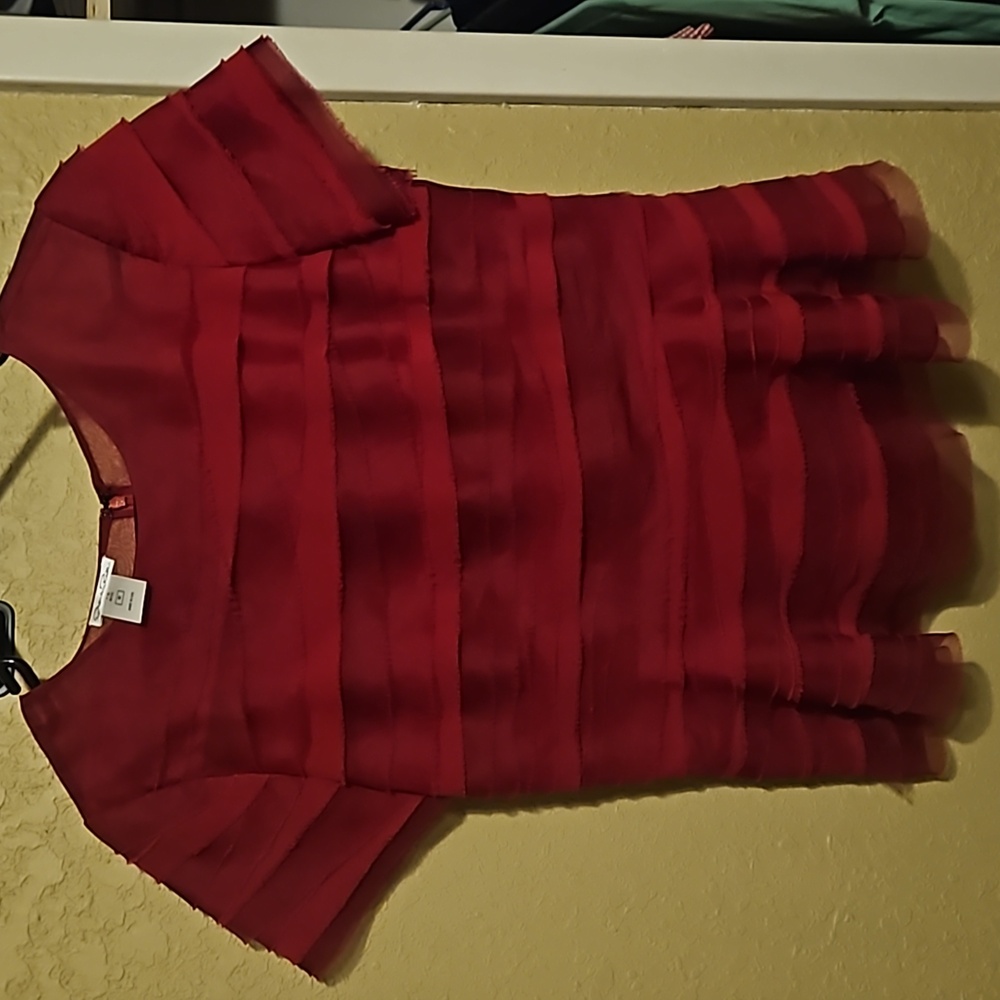 OSCAR DE LA RENTA Wide Neck Peplum Layered Top ($495) (measurements in photos)